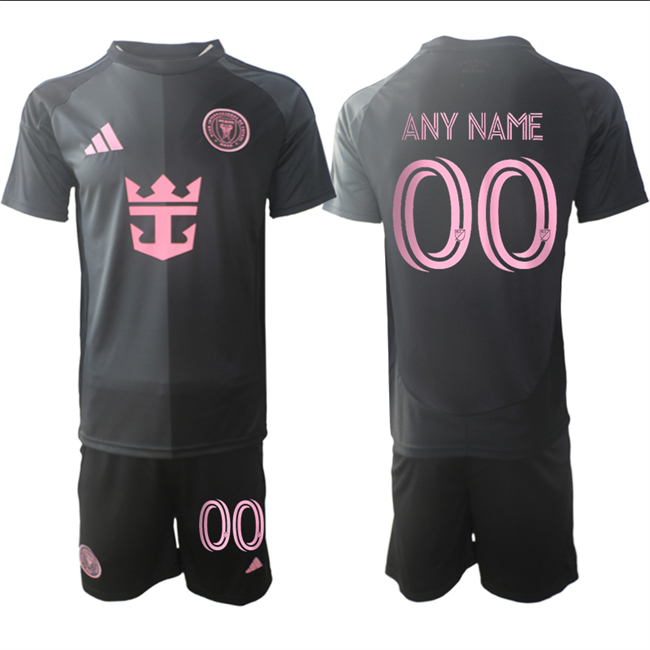 Men's Black Inter Miami CF Custom 2025 Away Soccer Jersey Suit